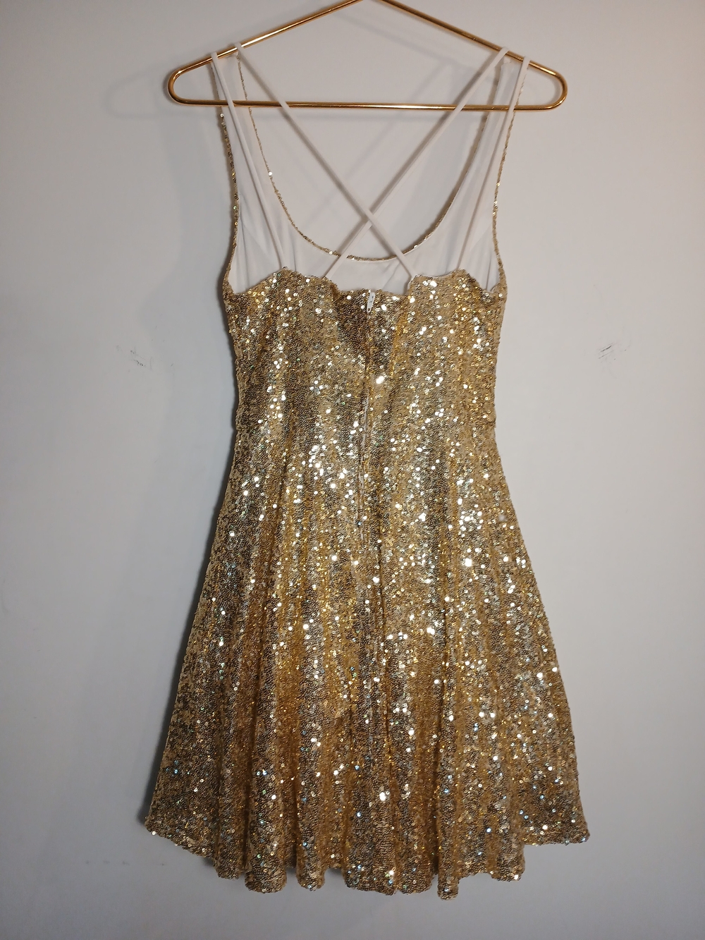 B Darlin Gold Sequin Fit-and-Flare Mini Dress - Picture 5 of 13